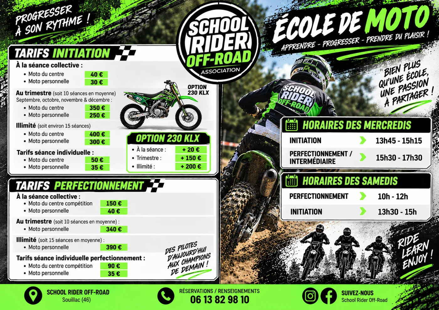 Affiche tarifs School Rider Off Road